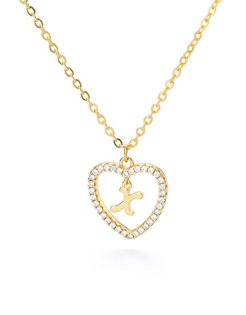 Load image into Gallery viewer, Heart Initial Necklace For Women Hollow Zircon Alphabet Necklaces Letter Pendant 2022 Trend Couple Jewelry Gift collier femme
