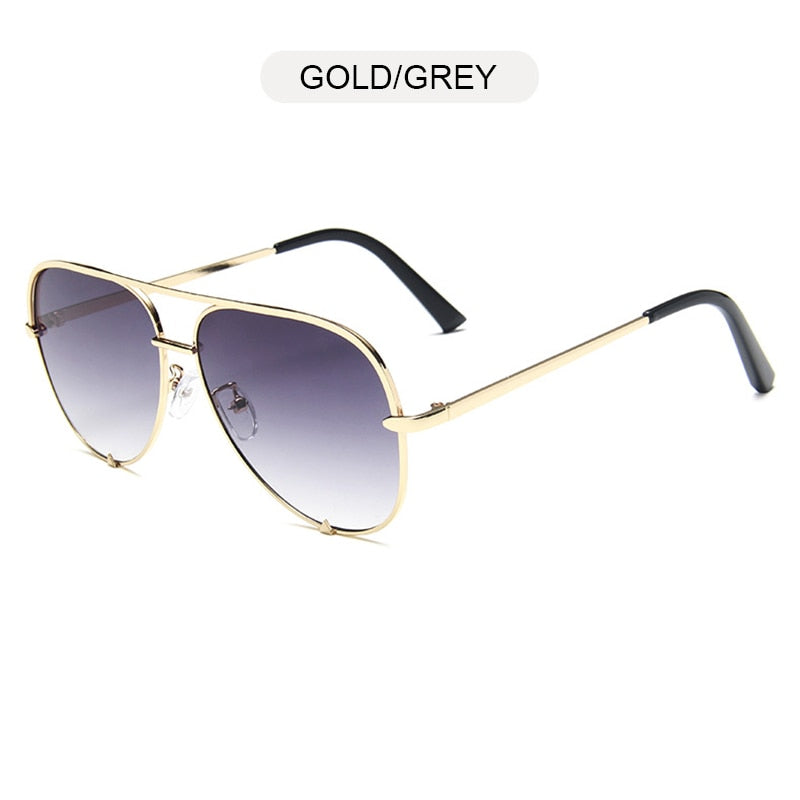 Sunglasses Women Fashion Alloy Pilot Sun Glasses Men Gradient Lens Driving Shades Ladies UV400