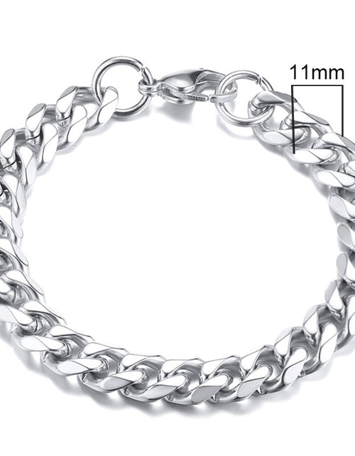 Load image into Gallery viewer, 3-11mm Chunky Miami Curb Chain Bracelet for Men, Stainless Steel Cuban Link Chain Wristband Classic Punk Heavy Male Jewelry
