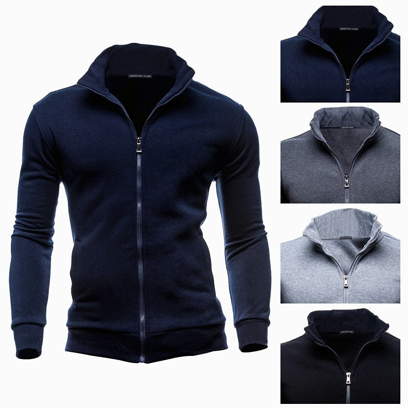 New Men&#39;s No Hoodies Sweatshirts Zipper Stand Collar Men Sweatshirts For Male No Hooded Sweatshirt Man Pullover