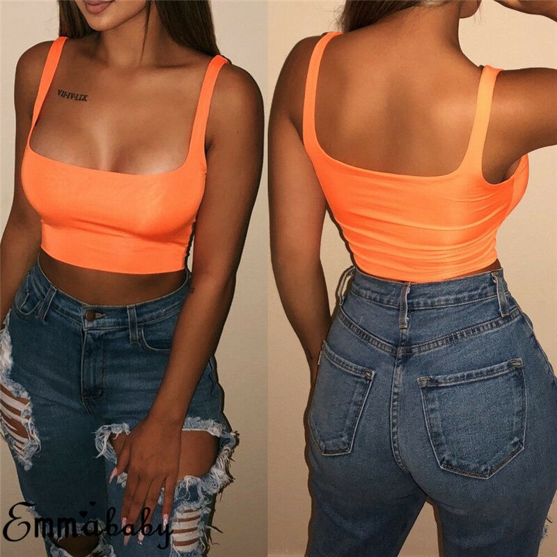 Women Sexy Crop Top Tank Summer Causal Vest Beach Sleeveless T-Shirt  Sports Holiday Tank Top 7 Colors