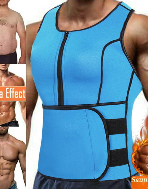 Load image into Gallery viewer, Neoprene Sauna Workout Suit Men Waist Trainer Corset Slimming Vest Zipper Body Shaper with Adjustable Tank Top Faja Shapewear
