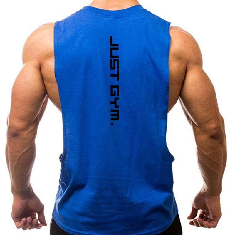 Just Gym Clothing Fitness Mens Sides Cut Off T-shirts Dropped Armholes Bodybuilding Tank Tops Workout Sleeveless Vest