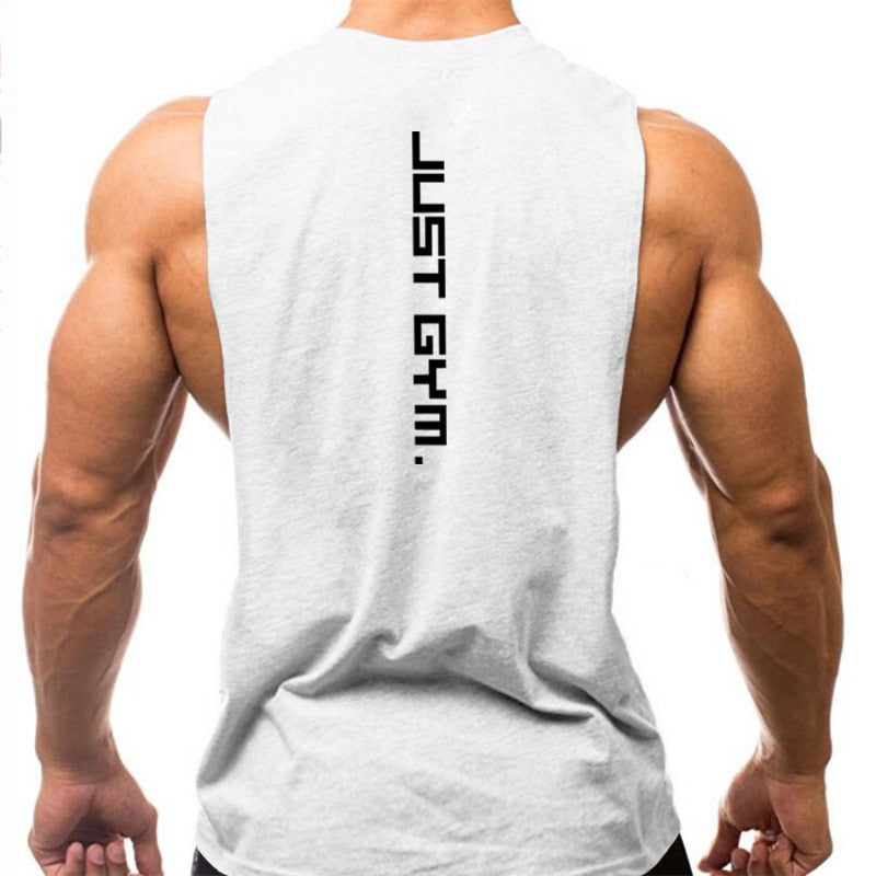 Just Gym Clothing Fitness Mens Sides Cut Off T-shirts Dropped Armholes Bodybuilding Tank Tops Workout Sleeveless Vest