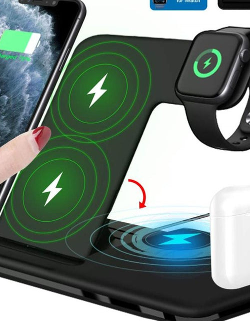 Load image into Gallery viewer, 15W Fast Wireless Charger Stand For iPhone 14 13 12 11 8 Apple Watch 4 in 1 Foldable Charging Station for Airpods Pro iWatch
