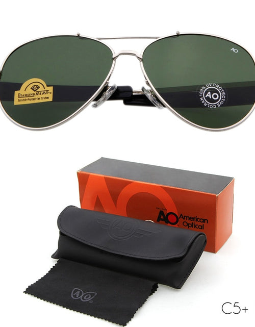 Load image into Gallery viewer, Sunglasses pilot 90s Men Army Military 12K Gold Tint Frame American Optical Lens Sun Glasses with Box OM288B
