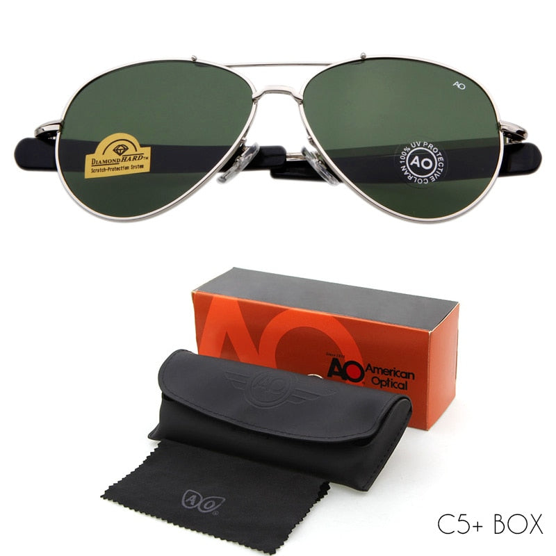 Sunglasses pilot 90s Men Army Military 12K Gold Tint Frame American Optical Lens Sun Glasses with Box OM288B