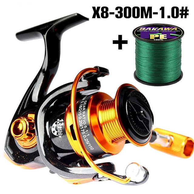 BAKAWA NEW Fishing Metal Spool Reel 1000~7000 Series 13 BB Accessories Metal Spool Spinning Wheel For Saltwater Carp Pesca