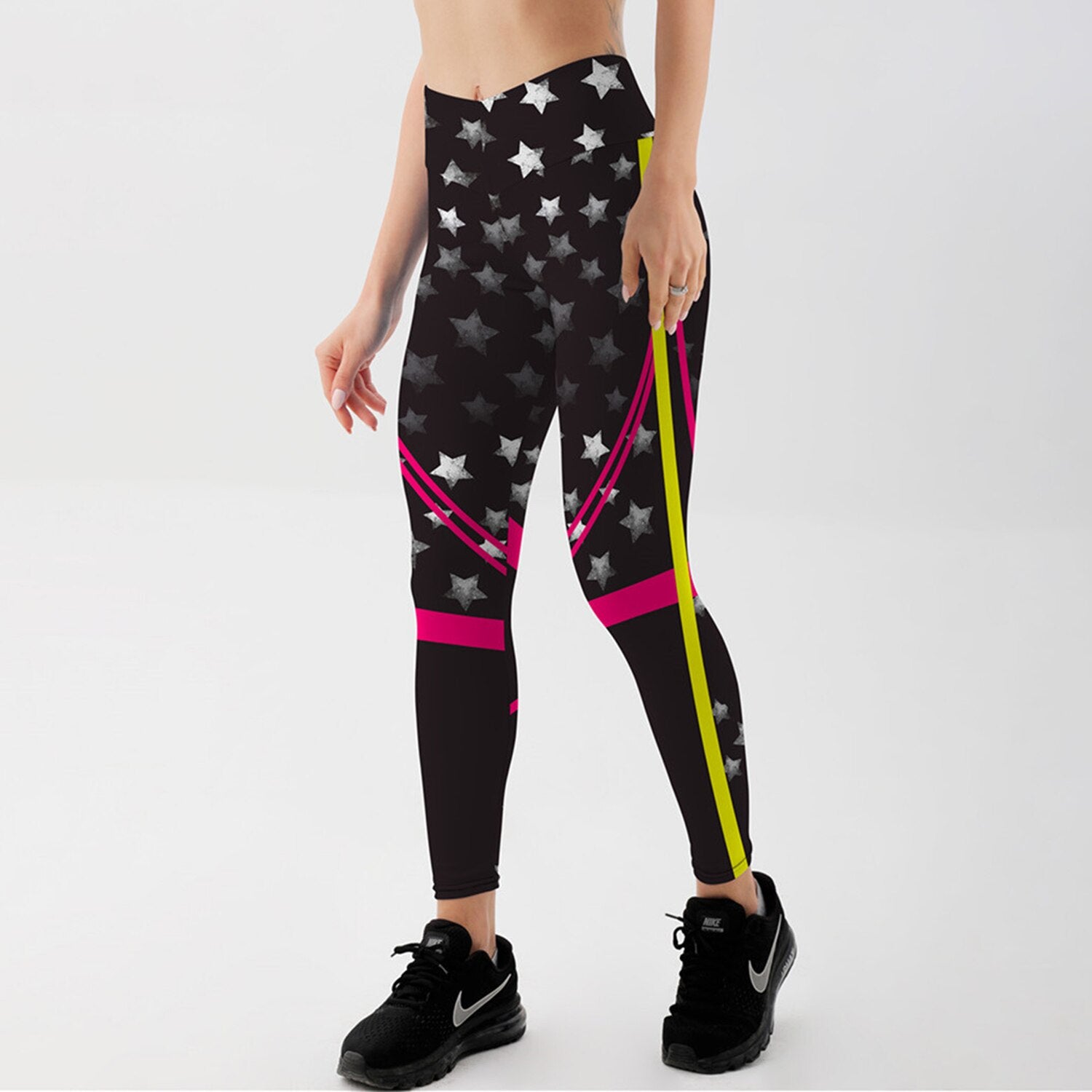 Printing Leggings Fitness Yoga Pants Women High Waist Push Up Hip  Workout Elastic Tights Running Activewear Gym Sports Pants