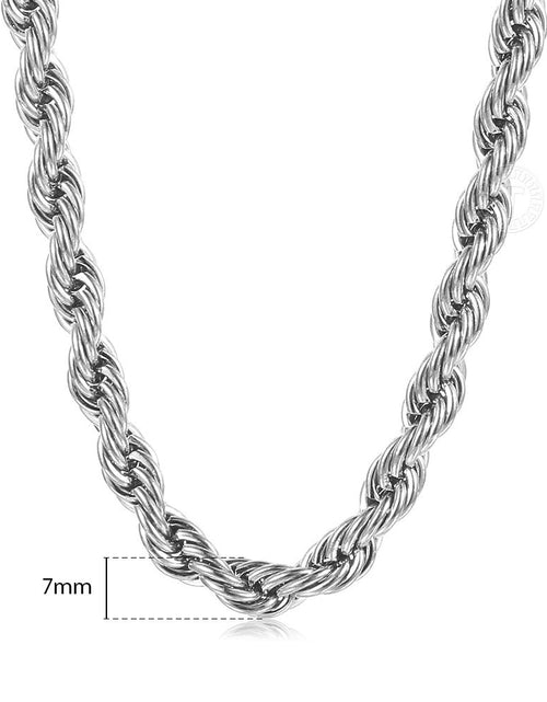 Load image into Gallery viewer, New Fashion Twisted Rope Link Chain Gold Color Stainless Steel Necklace for Men Unisex Chain Jewelry Gifts 22inch 3-7mm KNM178A
