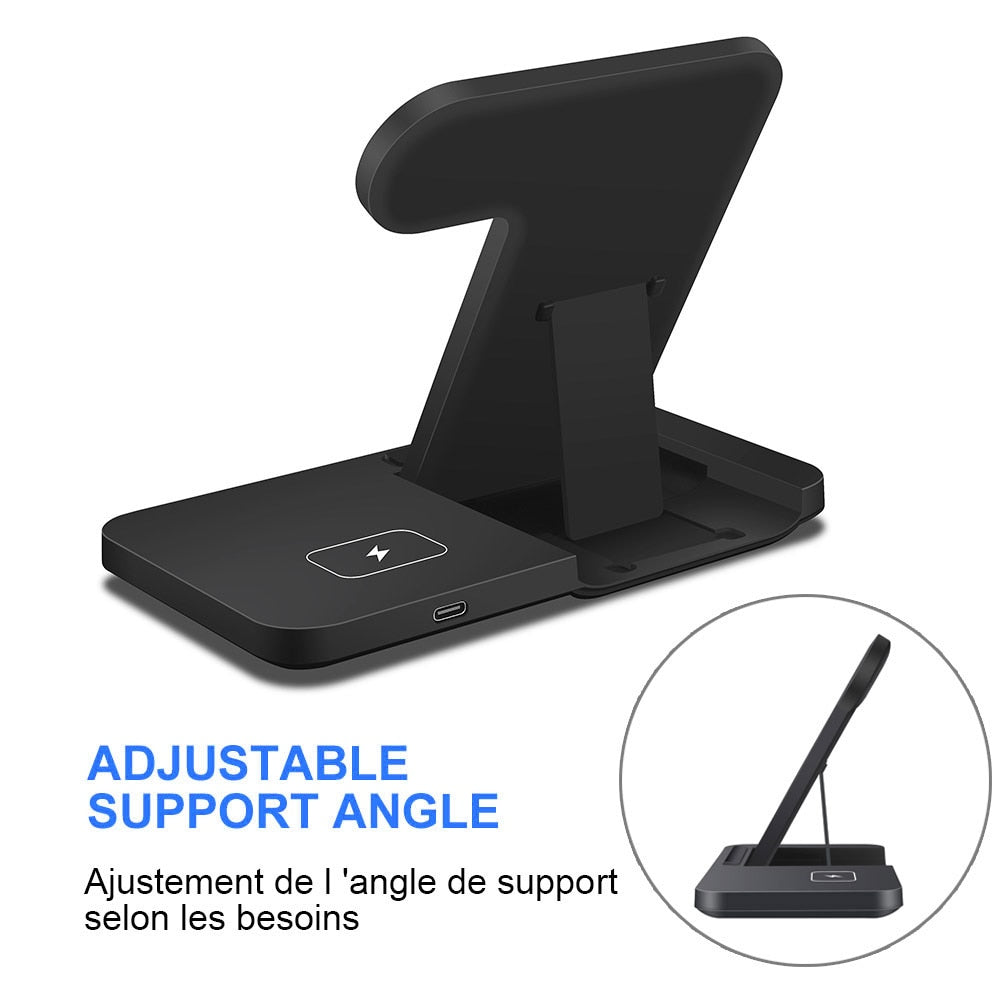 15W Fast Wireless Charger Dock Station For iPhone 14 13 12 11 XS XR X 8 Apple Watch 8 7 6 SE 5 AirPods 3 Pro Charging Stand