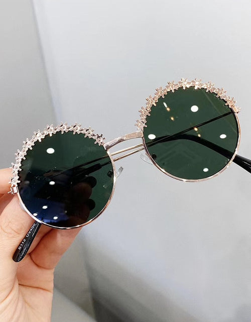 Load image into Gallery viewer, Round kids sunglasses Flower Baby Children Shades Sun Glasses Girls Cute Half Frame Metal Eywear UV400
