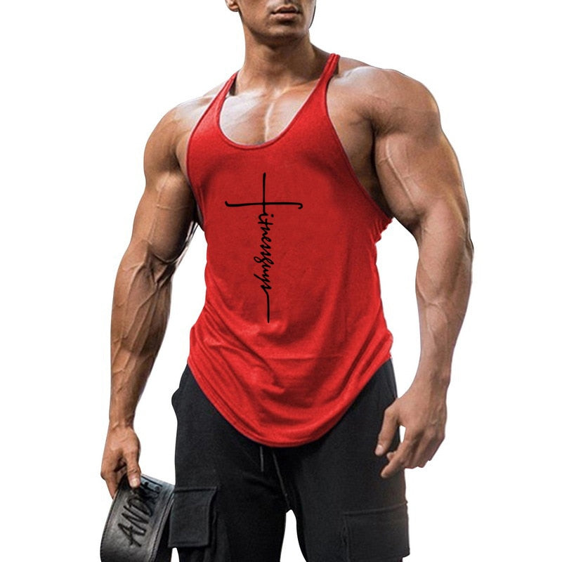 Gym Stringer Tank Top Men Bodybuilding Clothing Cotton Sleeveless Shirt Man Fitness Vest Singlet Sportwear Workout Tanktop