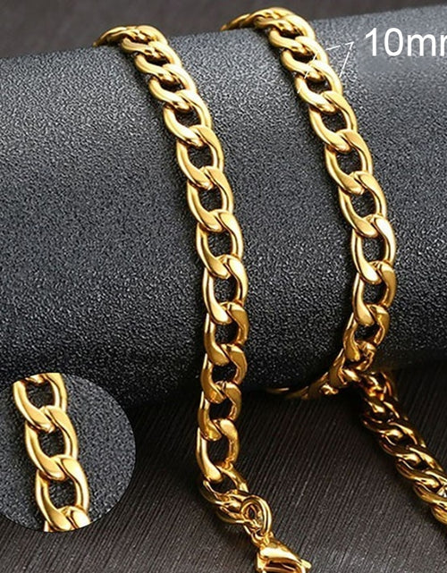 Load image into Gallery viewer, Men&#39;s Cuban Link Chain Necklace Stainless Steel Black Gold Color Male Choker colar Jewelry Gifts for Him
