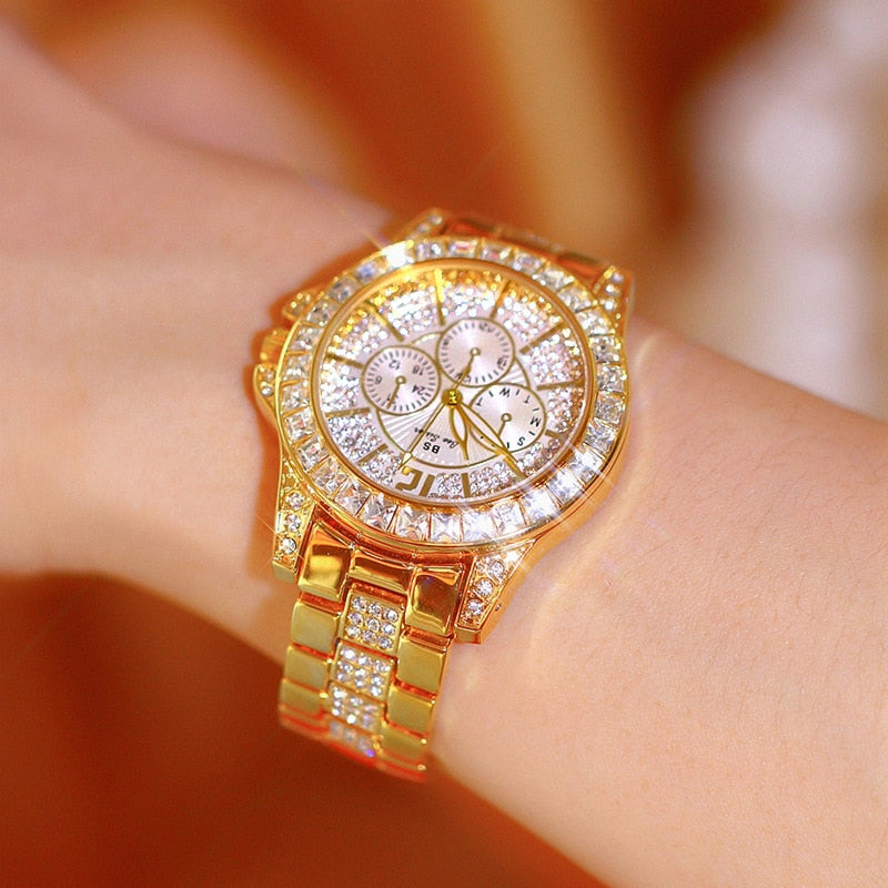 2023 Women Watches Quartz Diamond Luxury Watch Fashion Top Brand Wristwatch Fashion Watch Ladies Crystal Jewelry Rose Gold Watch