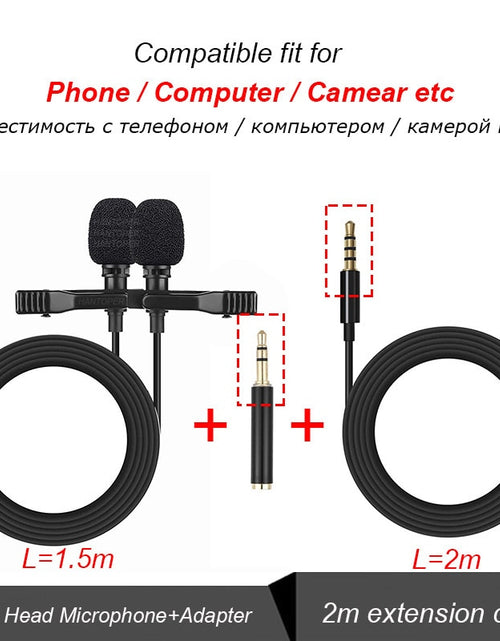 Load image into Gallery viewer, 3.5mm Mini Lavalier Microphone Metal Clip Lapel Mic for Mobile Phone PC Laptop Wired Mikrofo/Microfon for Speaking Vocal Audio
