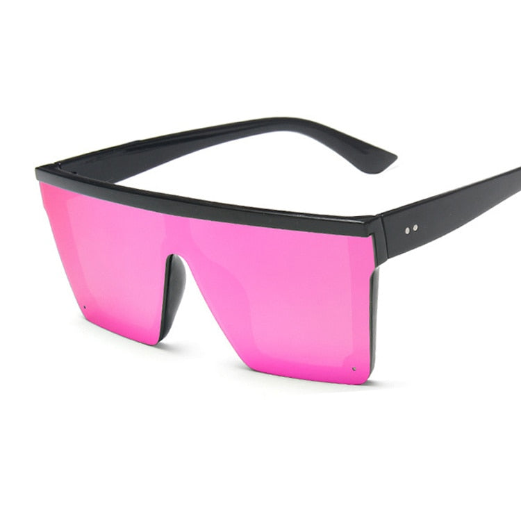 Retro Fashion Square Sunglasses Woman Big Frame Black Pink Ladies Sun Glasses Oversized Flat Top Colorful Lunette De Soleil