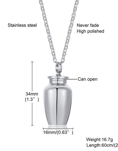 Load image into Gallery viewer, Vnox Openable Earthen Jar Columbarium Shape Pendant for Men Women,Stylish Perfume Holder Ashes Cremation Urn Punk Rock Necklace
