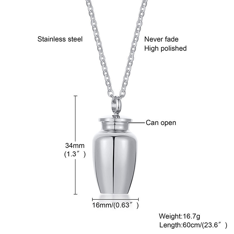 Vnox Openable Earthen Jar Columbarium Shape Pendant for Men Women,Stylish Perfume Holder Ashes Cremation Urn Punk Rock Necklace