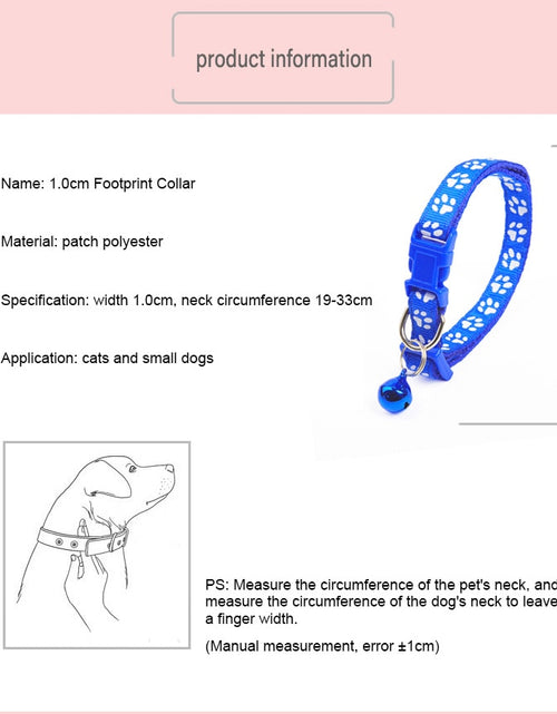 Load image into Gallery viewer, 1Pc Colorful Cute Bell Collar Adjustable Buckle Cat Collar Pet Supplies Footprint Personalized Kitten Collar Small Dog Accessory
