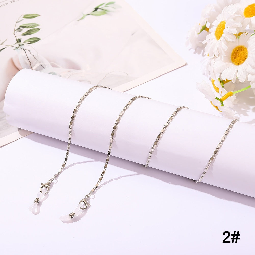 Silver Color Sunglasses Chain Face Mask Lanyard Fashion Reading Glasses Chains Mask Holder Strap Accessories for Women