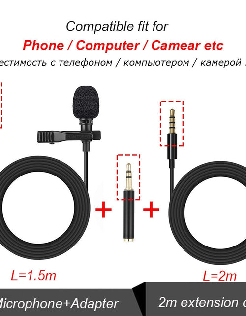 Load image into Gallery viewer, 3.5mm Mini Lavalier Microphone Metal Clip Lapel Mic for Mobile Phone PC Laptop Wired Mikrofo/Microfon for Speaking Vocal Audio
