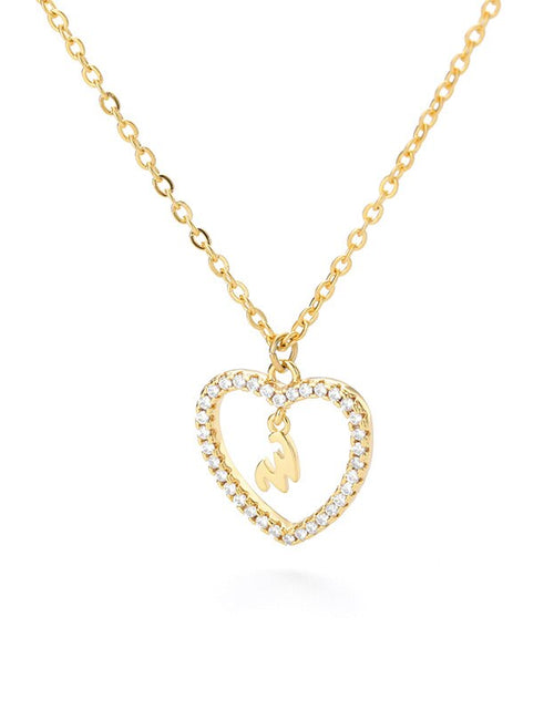 Load image into Gallery viewer, Heart Initial Necklace For Women Hollow Zircon Alphabet Necklaces Letter Pendant 2022 Trend Couple Jewelry Gift collier femme
