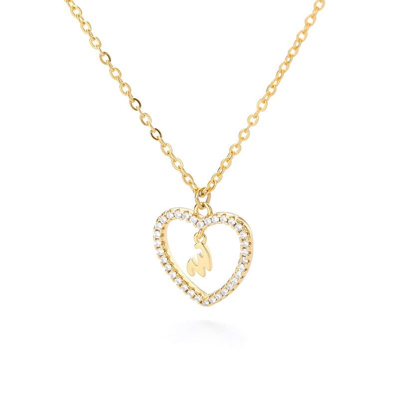 Heart Initial Necklace For Women Hollow Zircon Alphabet Necklaces Letter Pendant 2022 Trend Couple Jewelry Gift collier femme