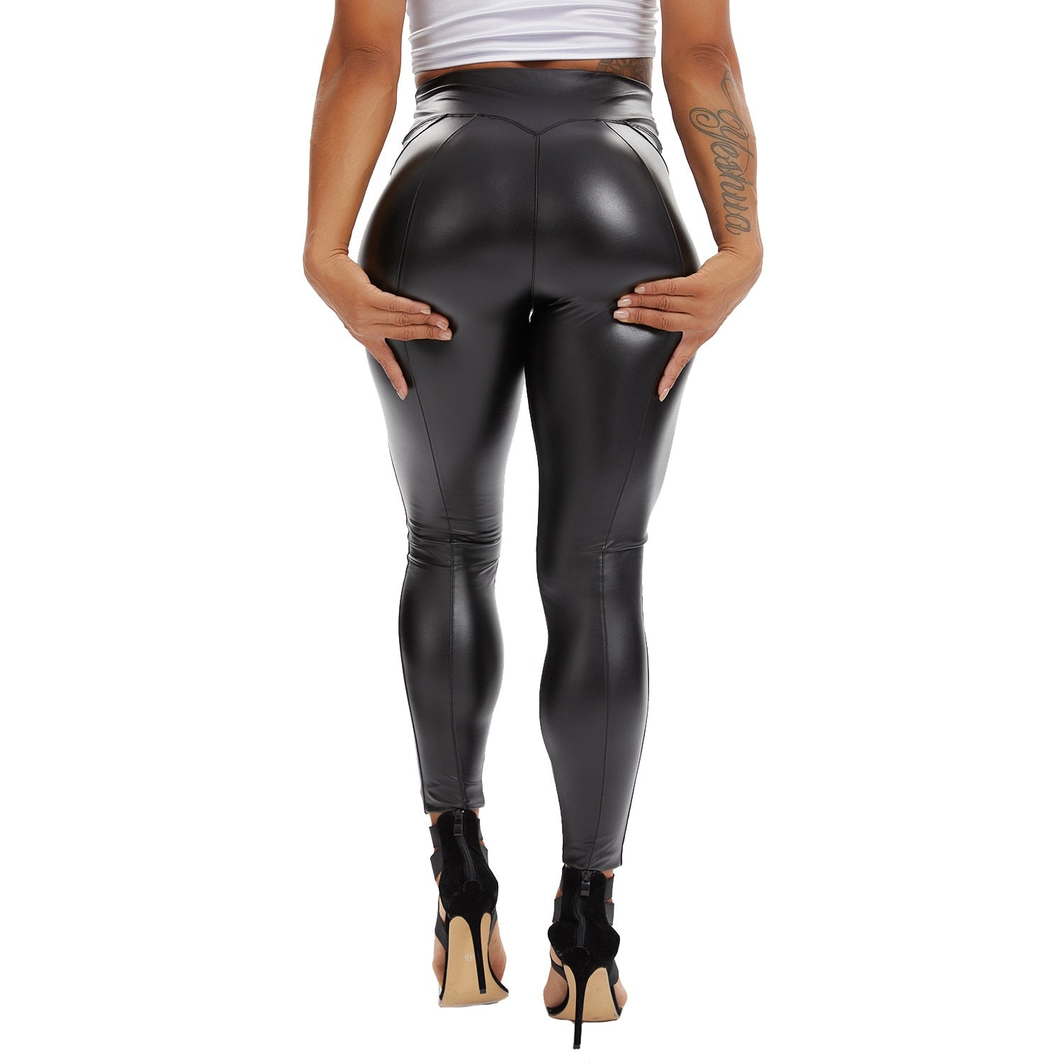 Leather Leggings Fitness Women Thin Yoga Pants High Waist Sexy Curvy Elastic Leggins Ladies Fashion Stretch Trousers 2021