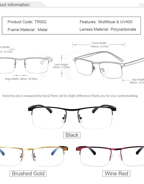 Load image into Gallery viewer, Multifocal Progressive Reading Glasses Men Women Anti-Blue Light Far and Near Dual-use Presbyopic Automatic Adjustment Eyewear
