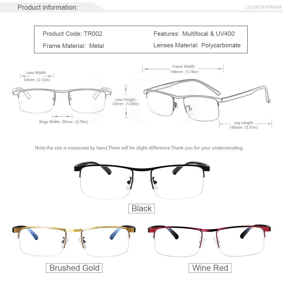 Multifocal Progressive Reading Glasses Men Women Anti-Blue Light Far and Near Dual-use Presbyopic Automatic Adjustment Eyewear