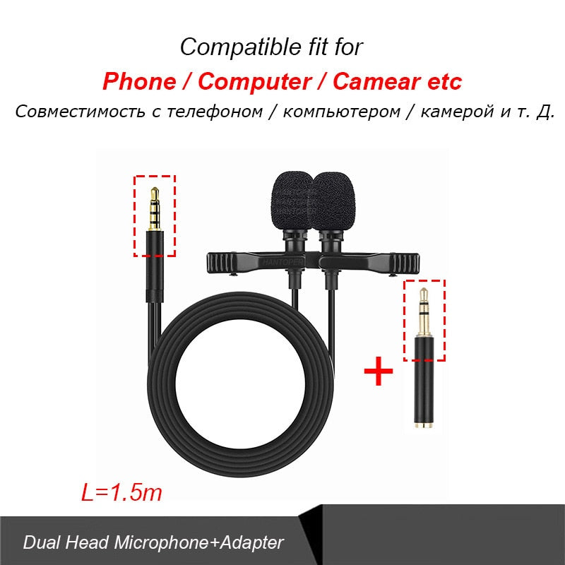 3.5mm Mini Lavalier Microphone Metal Clip Lapel Mic for Mobile Phone PC Laptop Wired Mikrofo/Microfon for Speaking Vocal Audio