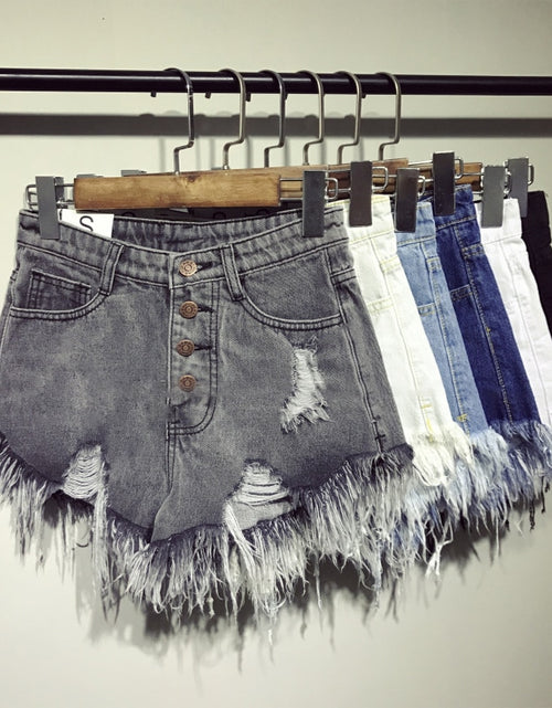 Load image into Gallery viewer, casual summer cool women denim booty Shorts high waists fur-lined leg-openings Big size sexy short Jeans
