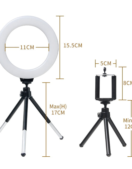 Load image into Gallery viewer, 16cm 6 inch Ring Light With Tripod Stand Usb Charge Selfie Led Lamp Dimmable Photography Light For Photo Photography Studio
