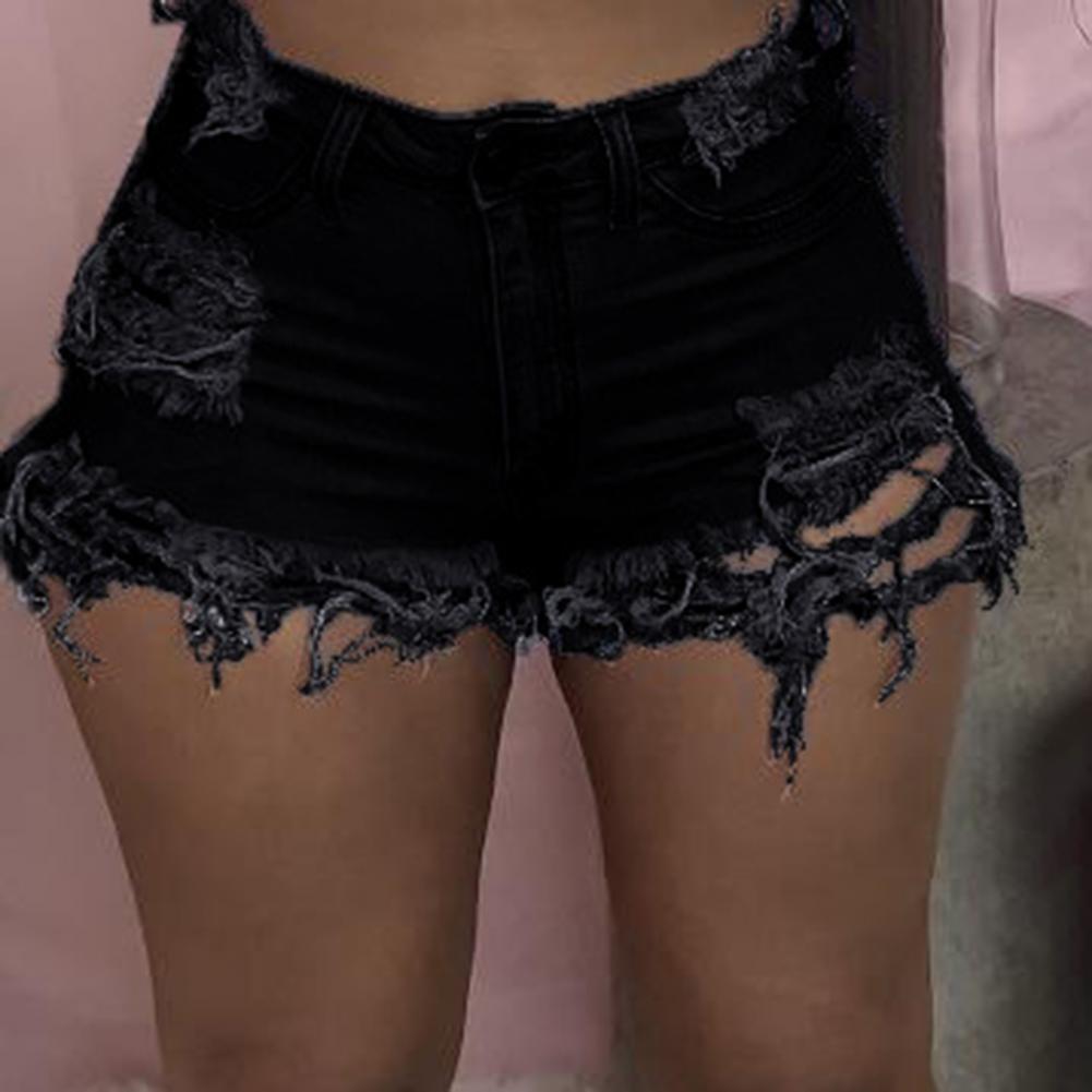 Sexy High Waist Ladies Denim Shorts 2021 Summer New Women&#39;s Ripped Hollow Out Hole Streetwear Plus Size Shorts Jeans