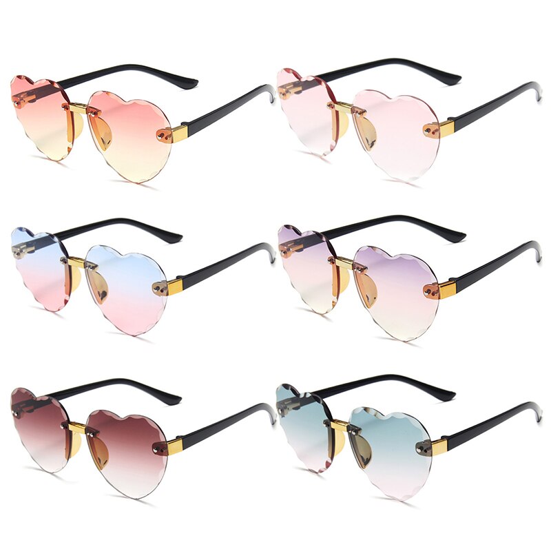 Kids Sunglasses Fashion Heart Shape Sun Glasses Lens Alloy Kids Sunglasses female Eyewear Frame Driver Goggles