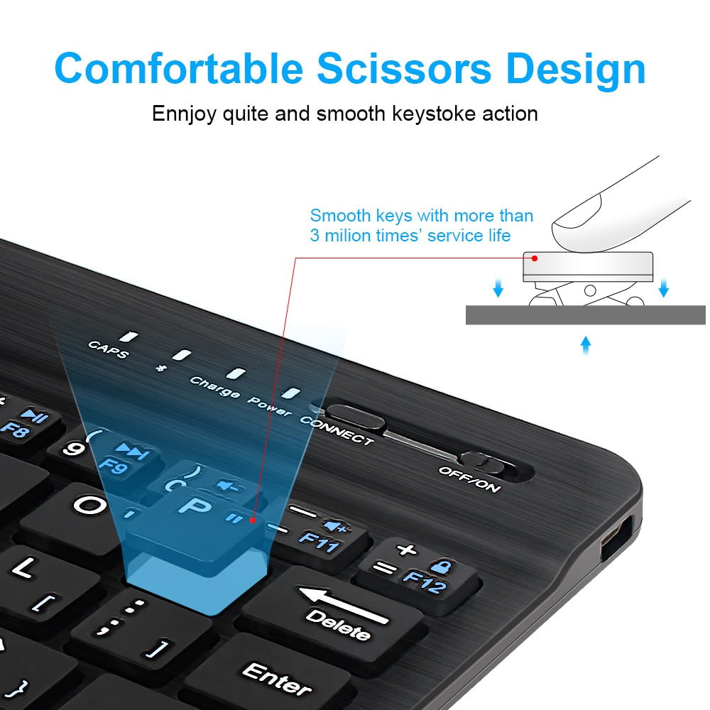 Mini Wireless Keyboard Bluetooth Keyboard For ipad Phone Tablet Russian Spainish Rechargeable keyboard For Android ios Windows