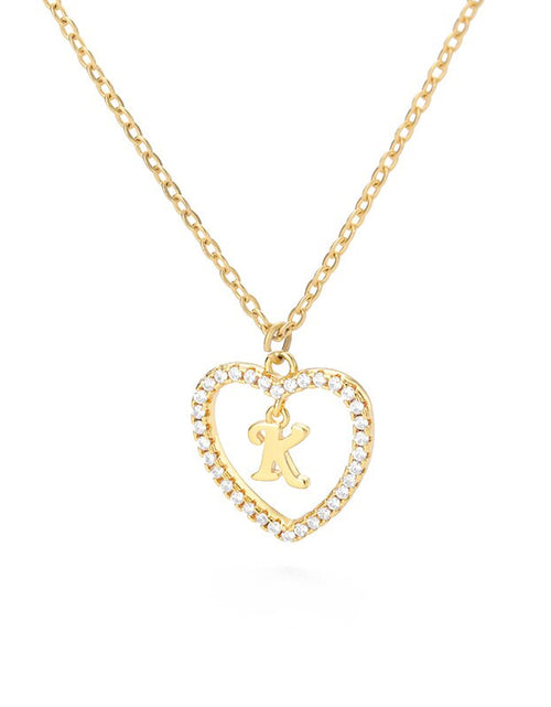 Load image into Gallery viewer, Heart Initial Necklace For Women Hollow Zircon Alphabet Necklaces Letter Pendant 2022 Trend Couple Jewelry Gift collier femme
