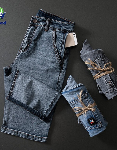 Load image into Gallery viewer, Summer New Classic Men&#39;s Jeans Shorts Fashion Casual Brand Elastic Force Regular Fit Denim Shorts Male Grey Blue
