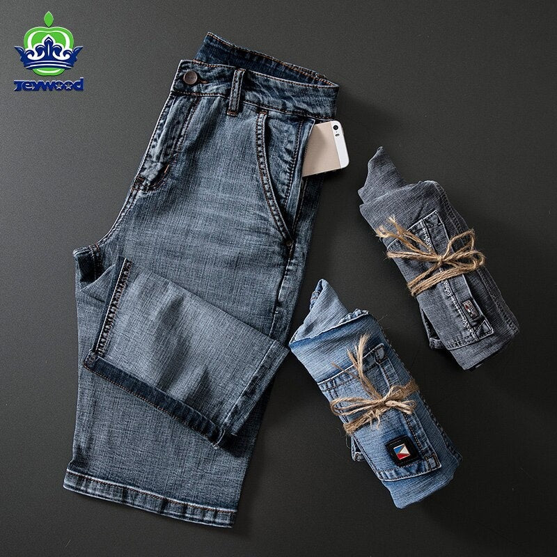 Summer New Classic Men&#39;s Jeans Shorts Fashion Casual Brand Elastic Force Regular Fit Denim Shorts Male Grey Blue