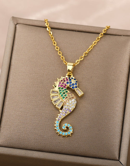 Load image into Gallery viewer, Sea Horse Pendant Necklace For Women Stainless Steel Gold  Color Necklaces 2022 Trend Couple Aesthetic Jewerly collares
