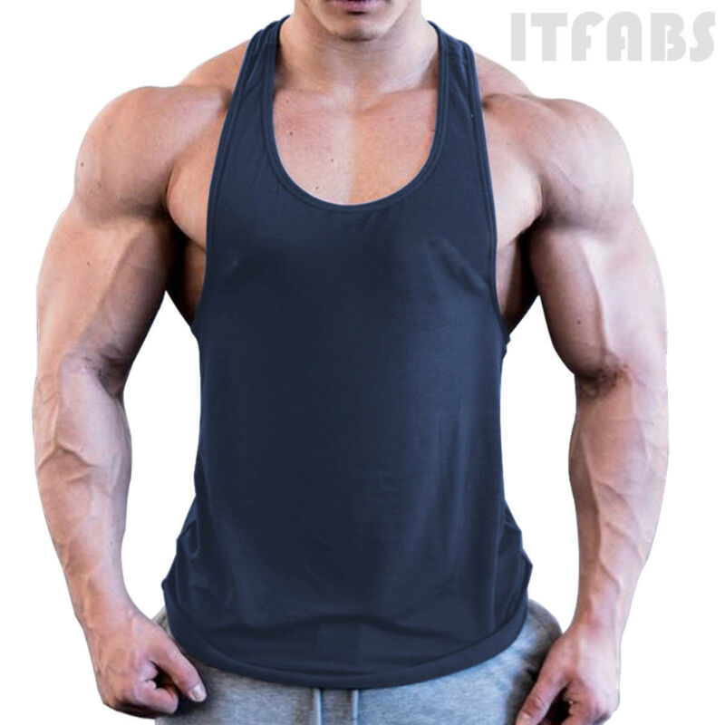 Gym Men Muscle Sleeveless Shirt Tank Top Bodybuilding Sport Fitness Workout Stringer Weight Singlets Breathable Running T-Shirt