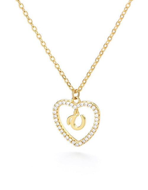 Load image into Gallery viewer, Heart Initial Necklace For Women Hollow Zircon Alphabet Necklaces Letter Pendant 2022 Trend Couple Jewelry Gift collier femme
