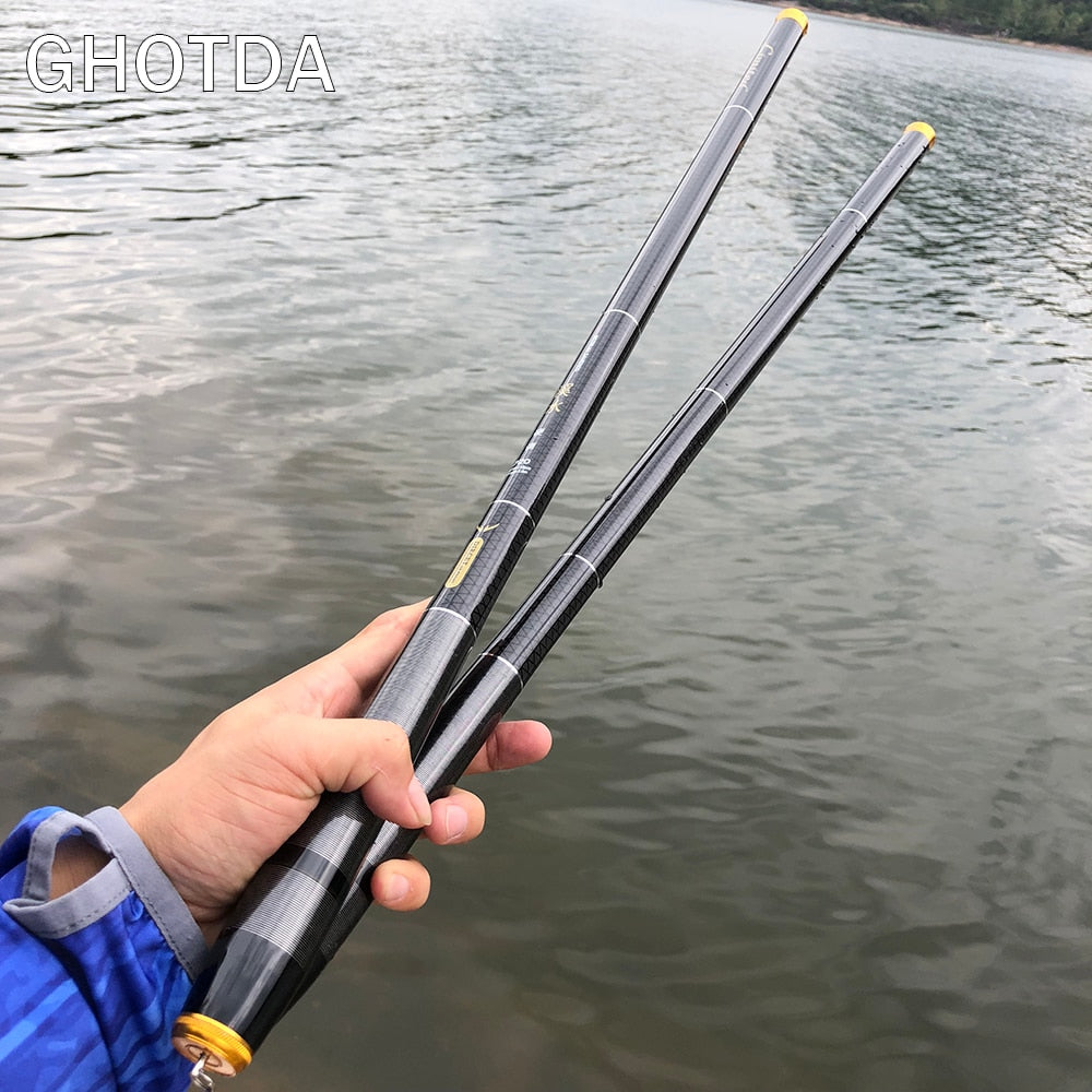 Carbon Fiber Fishing Rod Telescopic Ultra-light Hard Pole for Stream Freshwater Fishing Pole