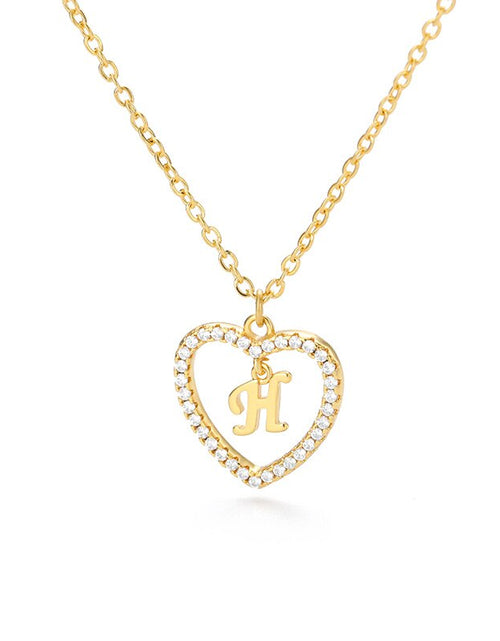 Load image into Gallery viewer, Heart Initial Necklace For Women Hollow Zircon Alphabet Necklaces Letter Pendant 2022 Trend Couple Jewelry Gift collier femme
