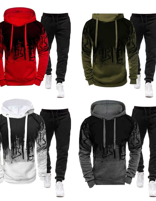 Load image into Gallery viewer, 2Pcs Suit Spring Autumn Men&#39;s Sweatshirt Set Splash Ink Hoodies+Tracksuit Pants Casual Fitness Male Sportswear S-4XL Wholesale
