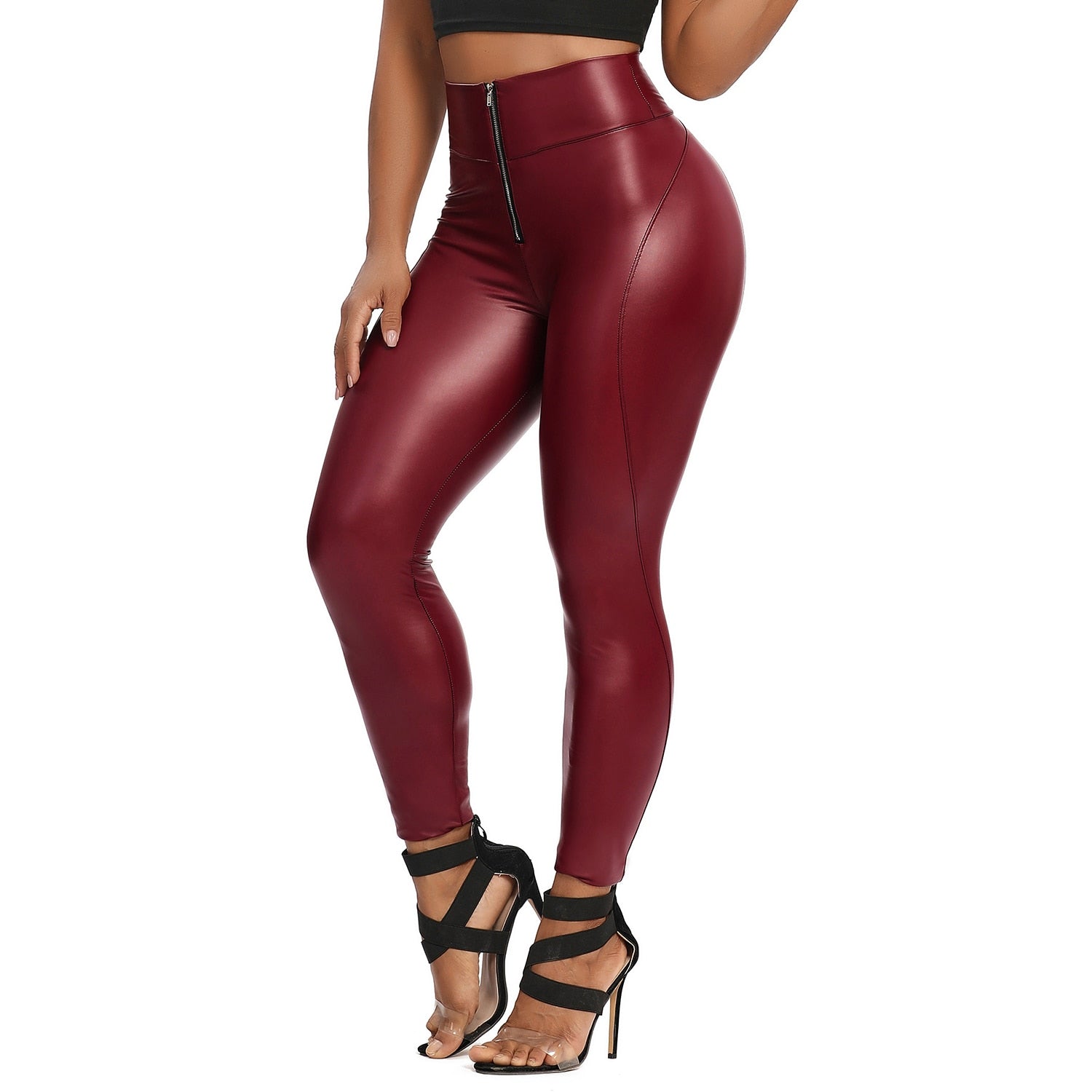 Leather Leggings Fitness Women Thin Yoga Pants High Waist Sexy Curvy Elastic Leggins Ladies Fashion Stretch Trousers 2021