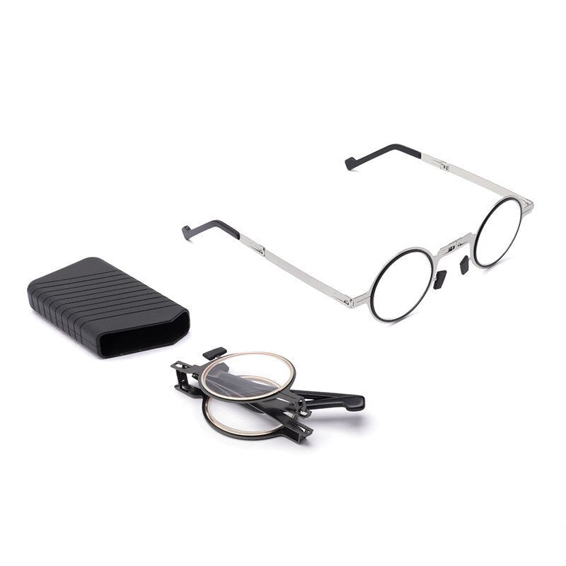 Round Folding Reading Glasses Men Women Anti Blue Light Presbyopia Glasses Portable Design Readers Eyewear With Case