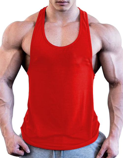 Load image into Gallery viewer, Gym Men Muscle Sleeveless Shirt Tank Top Bodybuilding Sport Fitness Workout Stringer Weight Singlets Breathable Running T-Shirt
