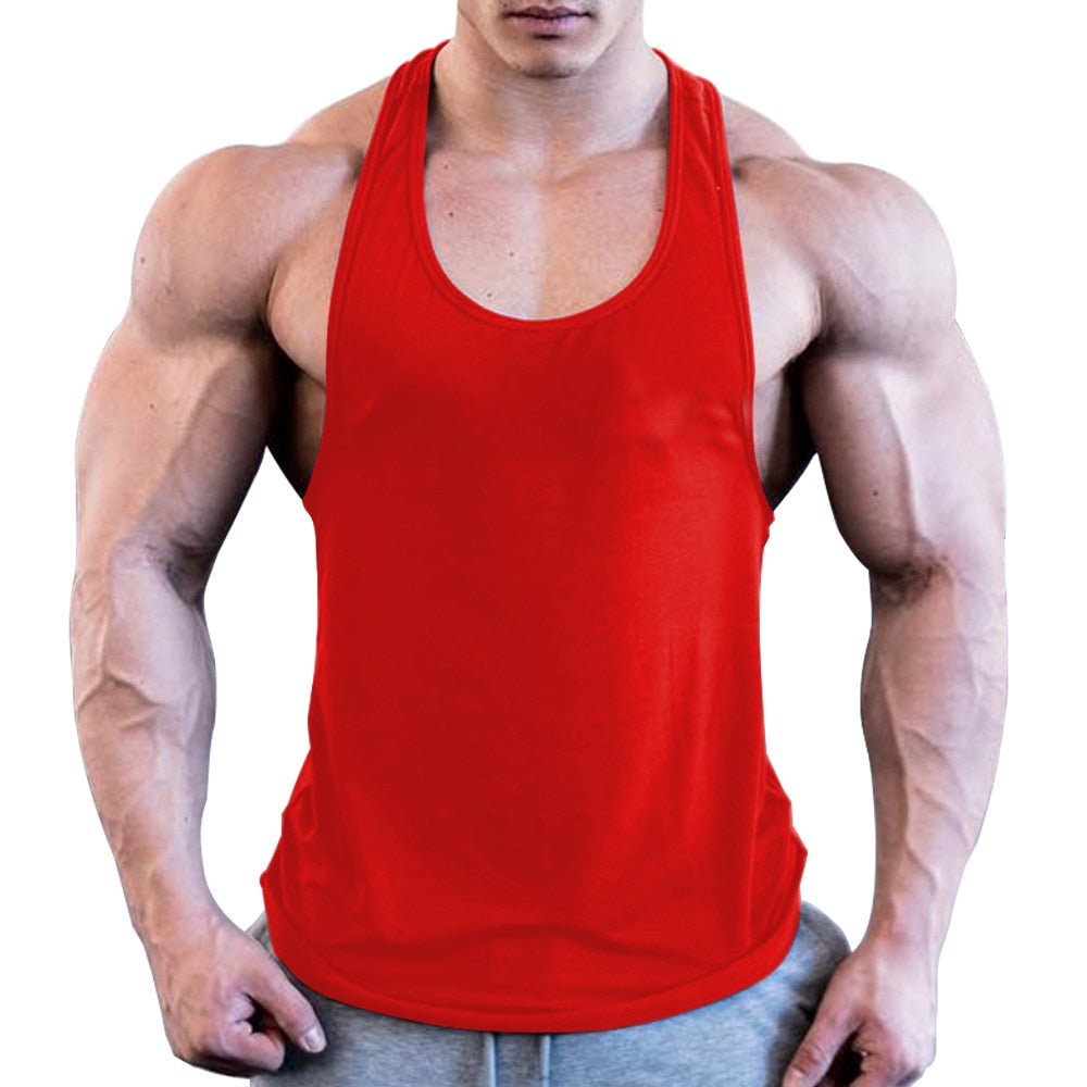 Gym Men Muscle Sleeveless Shirt Tank Top Bodybuilding Sport Fitness Workout Stringer Weight Singlets Breathable Running T-Shirt